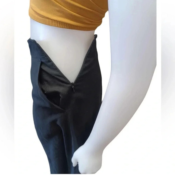 Club Monaco Linen Blend Black Wide Leg Palazzo Capri Pants Size 4 - Picture 5 of 9